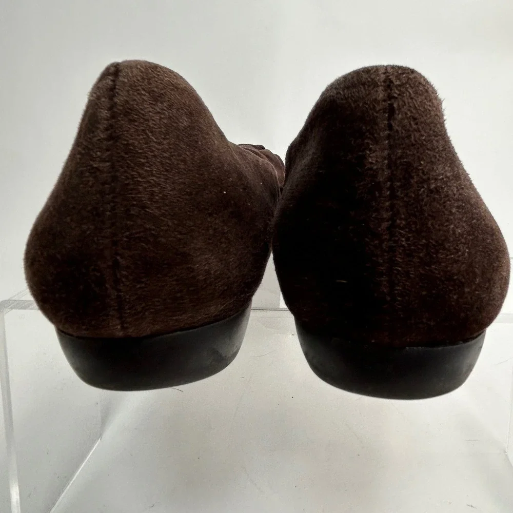 Me Too Alexis Brown Suede Ruffle Ballet Flats Womens 7.5 M‎ Round Toe Shoes